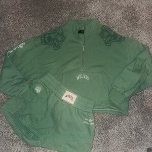 DARC SPORT Terrycloth Quarter Zip and Shorts in Green